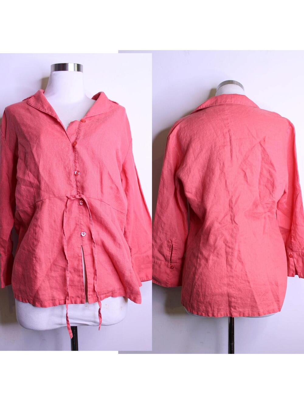 Willi Smith Coral Linen Blouse - Medium